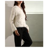 リュクスな輝き放つパール付きシャギーニットトップス レディース ファッション | Sawa a la mode | 詳細画像15 