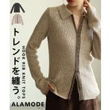 大人のニュアンスを与えるミックスニットホック付きポロトップス レディース | Sawa a la mode | 詳細画像1