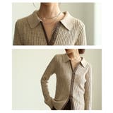 大人のニュアンスを与えるミックスニットホック付きポロトップス レディース | Sawa a la mode | 詳細画像5