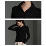 エッジを効かせたジャガードシャーリングポロトップス レディース ファッション | Sawa a la mode | 詳細画像5 