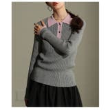 配色マジックに魅了するバイカラーポロニットプルオーバー レディース ファッション | Sawa a la mode | 詳細画像16 