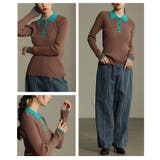 配色マジックに魅了するバイカラーポロニットプルオーバー レディース ファッション | Sawa a la mode | 詳細画像17 