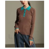 配色マジックに魅了するバイカラーポロニットプルオーバー レディース ファッション | Sawa a la mode | 詳細画像20 