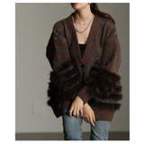 大人リュクスなジャガード×ファーボーダーニットカーディガン レディース ファッシ… | Sawa a la mode | 詳細画像11 