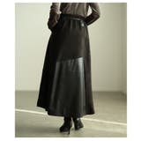 異素材で魅せるスエード×スムースフェイクレザースカート レディース ボトムス | Sawa a la mode | 詳細画像14 