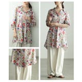 レトロに咲く大人のフラワーコットンチュニック レディース トップス | Sawa a la mode | 詳細画像17 