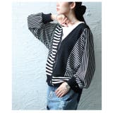 リズムを重ねる切替ストライプ異素材カーディガン レディース ファッション | Sawa a la mode | 詳細画像13