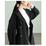 スパイス加えたレザードッキングストライプ柄トレンチコート レディース ファッショ… | Sawa a la mode | 詳細画像18