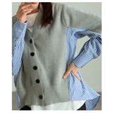 サマ見えニット×ストライプシャツ異素材カーディガン レディース ファッション | Sawa a la mode | 詳細画像11 
