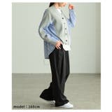 サマ見えニット×ストライプシャツ異素材カーディガン レディース ファッション | Sawa a la mode | 詳細画像12 