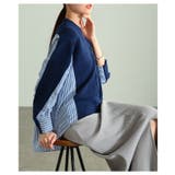 サマ見えニット×ストライプシャツ異素材カーディガン レディース ファッション | Sawa a la mode | 詳細画像14 