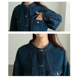 甘さをまとうノーカラーギャザーデニムジャケット レディース アウター | Sawa a la mode | 詳細画像5 