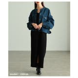 甘さをまとうノーカラーギャザーデニムジャケット レディース アウター | Sawa a la mode | 詳細画像7 