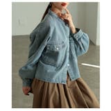 甘さをまとうノーカラーギャザーデニムジャケット レディース アウター | Sawa a la mode | 詳細画像14 