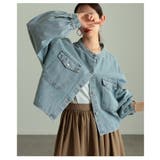 甘さをまとうノーカラーギャザーデニムジャケット レディース アウター | Sawa a la mode | 詳細画像15 