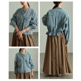 甘さをまとうノーカラーギャザーデニムジャケット レディース アウター | Sawa a la mode | 詳細画像17 