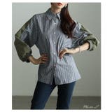 モード感度漂う異素材ドッキングストライプ柄シャツ レディース ファッション | Sawa a la mode | 詳細画像2