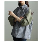 モード感度漂う異素材ドッキングストライプ柄シャツ レディース ファッション | Sawa a la mode | 詳細画像7