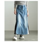 サイドラインで魅せるデニム切替スポーティーフレアスカート レディース スカート | Sawa a la mode | 詳細画像2