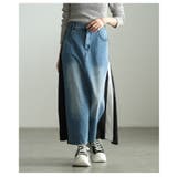 サイドラインで魅せるデニム切替スポーティーフレアスカート レディース スカート | Sawa a la mode | 詳細画像8