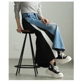 サイドラインで魅せるデニム切替スポーティーフレアスカート レディース スカート | Sawa a la mode | 詳細画像15