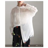重ね着彩るチュールレイヤードストライプ柄シアーロングシャツ レディース ファッシ… | Sawa a la mode | 詳細画像2 
