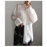 重ね着彩るチュールレイヤードストライプ柄シアーロングシャツ レディース ファッシ… | Sawa a la mode | 詳細画像8 