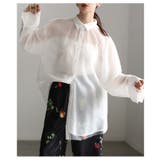 重ね着彩るチュールレイヤードストライプ柄シアーロングシャツ レディース ファッシ… | Sawa a la mode | 詳細画像10 
