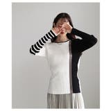 モード感度抜群なアシンメトリー配色リブニットトップス レディース ファッション | Sawa a la mode | 詳細画像10 