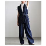 コーデに悩まないデニムベスト＆ワイドパンツセットアップ レディース ファッション | Sawa a la mode | 詳細画像4 