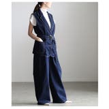 コーデに悩まないデニムベスト＆ワイドパンツセットアップ レディース ファッション | Sawa a la mode | 詳細画像8 