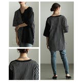遊び心感じるストライプ切替キーネックサマーニット レディース ファッション | Sawa a la mode | 詳細画像17 