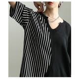 遊び心感じるストライプ切替キーネックサマーニット レディース ファッション | Sawa a la mode | 詳細画像18 