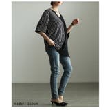 遊び心感じるストライプ切替キーネックサマーニット レディース ファッション | Sawa a la mode | 詳細画像22 