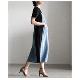 異素材で魅せるデニム×カットソー切替ワンピース レディース ワンピース | Sawa a la mode | 詳細画像8 