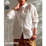 パッと華やぐ花柄レースアシンメトリーコットンシャツ レディース ファッション | Sawa a la mode | 詳細画像1 