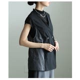 きれいに決まる麻混キャンバス配色切替ジレ レディース バイカラー | Sawa a la mode | 詳細画像14 