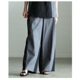 すらっとこなれる麻混キャンバス配色切替ワイドパンツ レディース バイカラー | Sawa a la mode | 詳細画像16 