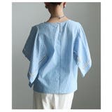 涼しげに映えるインド綿ストライプケープブラウス レディース トップス | Sawa a la mode | 詳細画像9 