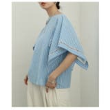 涼しげに映えるインド綿ストライプケープブラウス レディース トップス | Sawa a la mode | 詳細画像16 