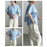 涼しげに映えるインド綿ストライプケープブラウス レディース トップス | Sawa a la mode | 詳細画像17 