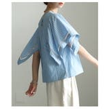 涼しげに映えるインド綿ストライプケープブラウス レディース トップス | Sawa a la mode | 詳細画像18 
