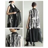 一歩先を行く水墨画風プリント異素材トッパーロングジレ レディース ファッション | Sawa a la mode | 詳細画像17