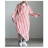 縦ラインで魅せるスキッパーネックストライプワンピース レディース ワンピース | Sawa a la mode | 詳細画像12