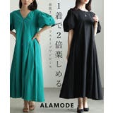 一枚で二通り楽しめるパフスリーブタックフレアワンピース レディース ファッション | Sawa a la mode | 詳細画像1 
