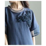 リズムを加えるアシンメトリー立体花柄異素材プルオーバー レディース ファッション | Sawa a la mode | 詳細画像10 