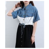 異素材使いで着映える配色デニムシャツワンピース レディース ワンピース | Sawa a la mode | 詳細画像4