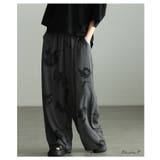 風情を感じさせる水墨画風タッチ花柄ワイドパンツ レディース ファッション | Sawa a la mode | 詳細画像2