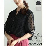 立体感で魅せる立体ドットふんわりスリーブシアーブラウス レディース ファッション | Sawa a la mode | 詳細画像1