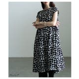 甘さを抑えたドット柄フレンチスリーブAラインワンピース レディース ファッション | Sawa a la mode | 詳細画像2